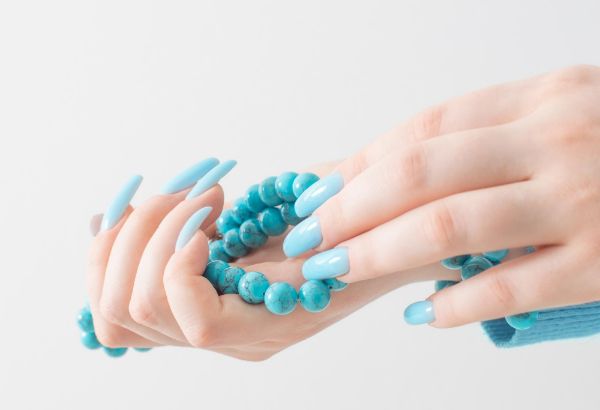 Pearl blue color nail polish